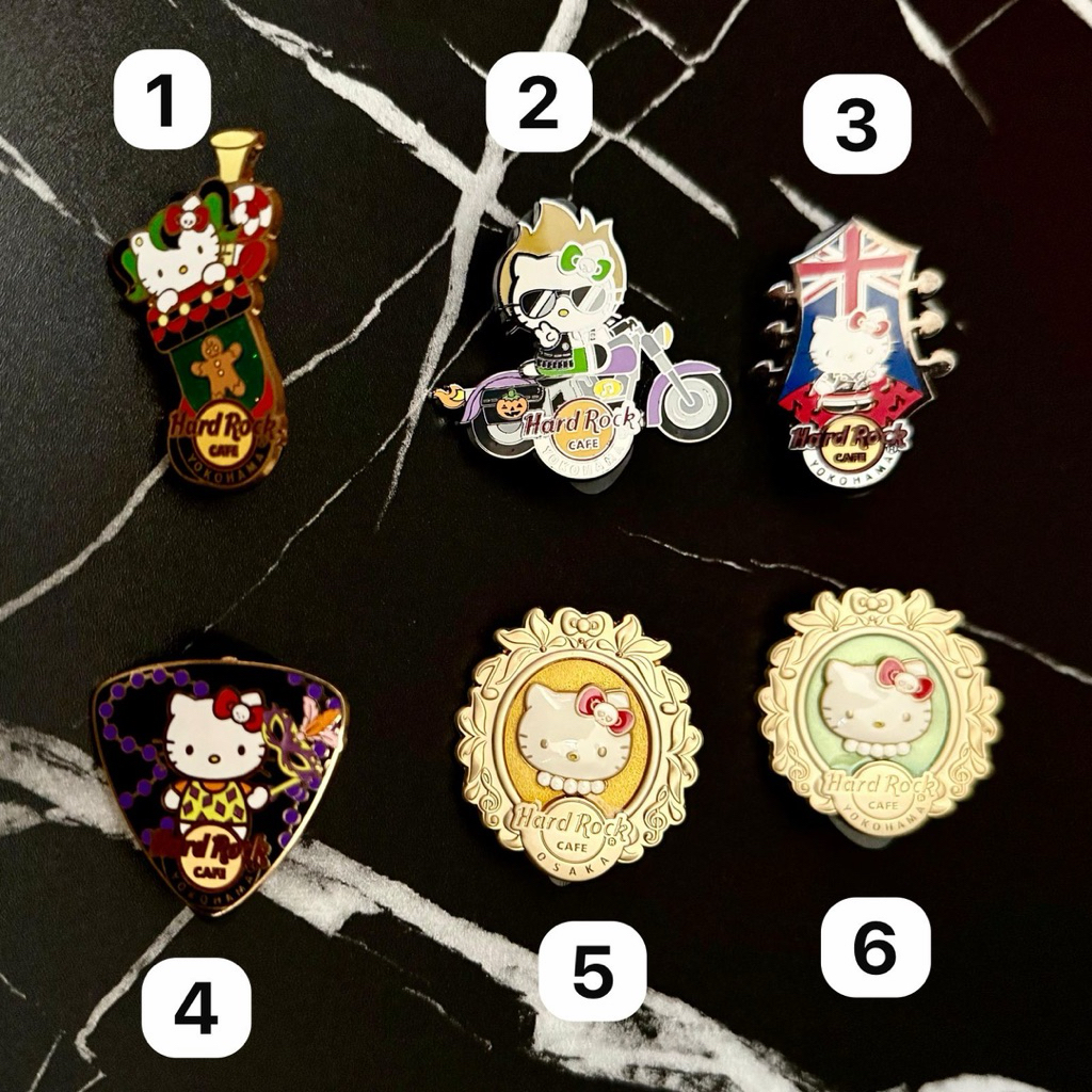 Pin Charm Hard Rock Cafe Hello Kitty Japan Gantungan Keychain Gitar Original Sanrio
