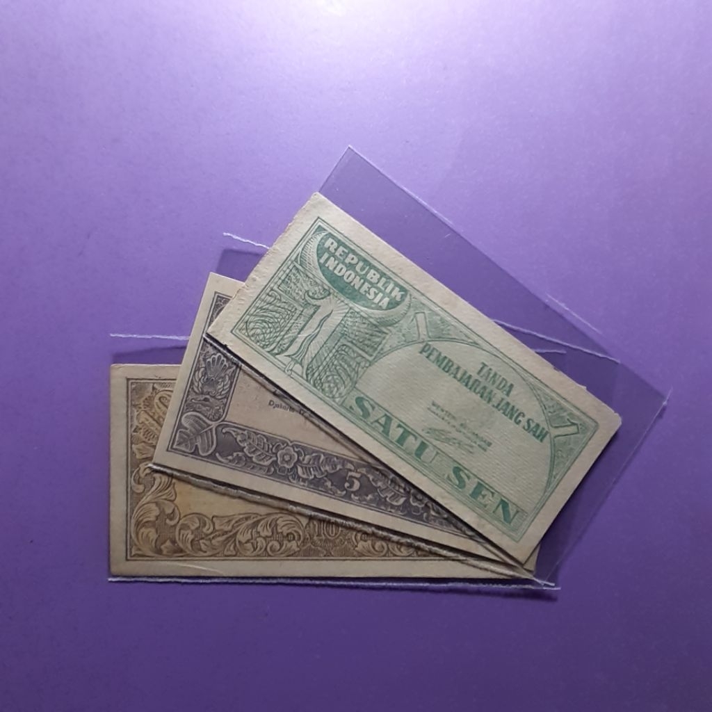 uang kuno  set sen ori tahun 1945