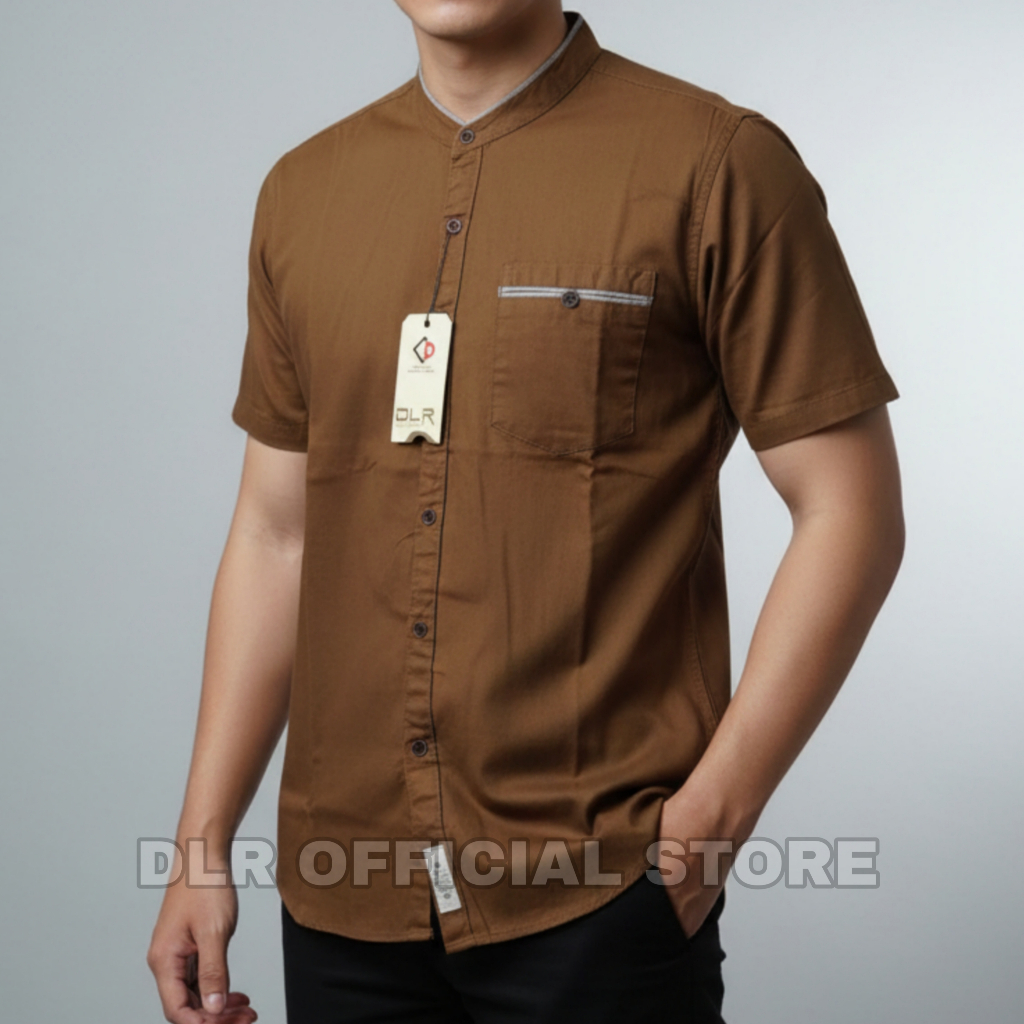 Kemeja Koko Pria Lengan Pendek Mahogany Bahan Katun Twill Premium