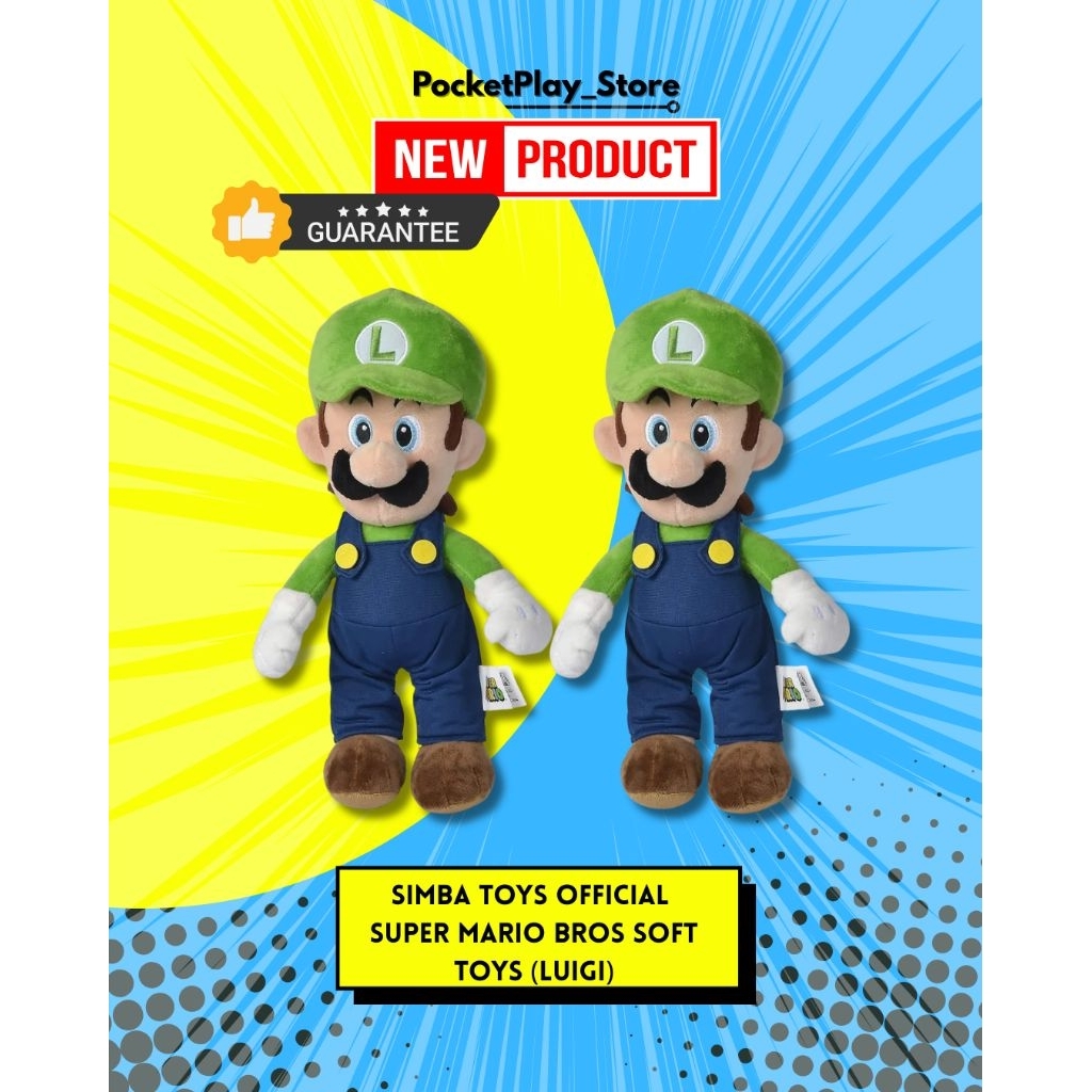 Simba Toys Official Mario Bros Soft Toys - (Luigi)