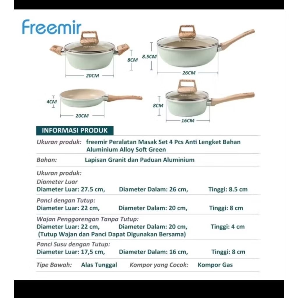 promo 1 set panci 3 dan 1wajan freemir