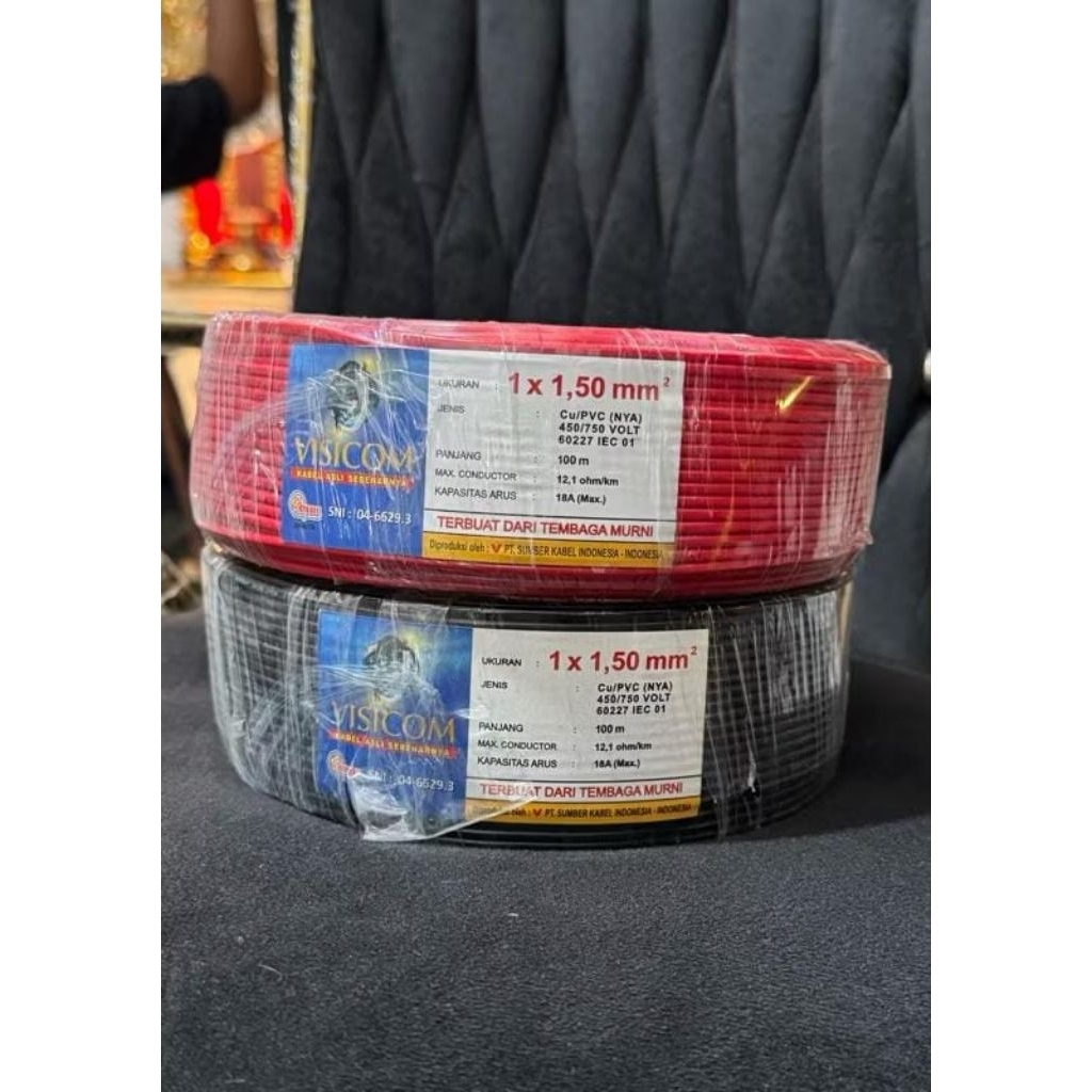 Kabel listrik VISICOM 1×1,5 Kabel Kawat tunggal visicom tembaga murni 100% original
