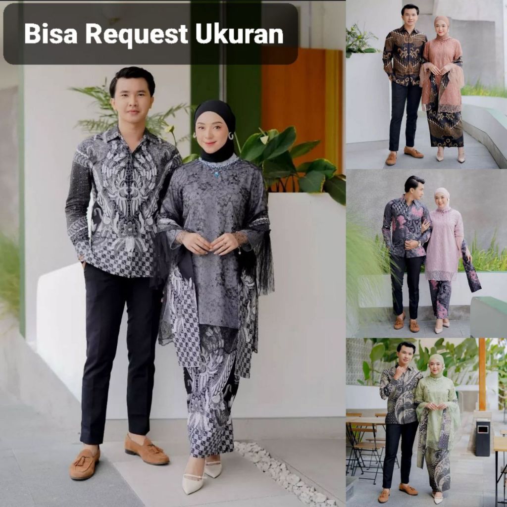 SET KEMEJA PREMIUM COUPLE KEBAYA / CUSTOM ANAK & SUPER JUMBO / BAJU SETELAN SERAGAM BATIK SARIMBIT K