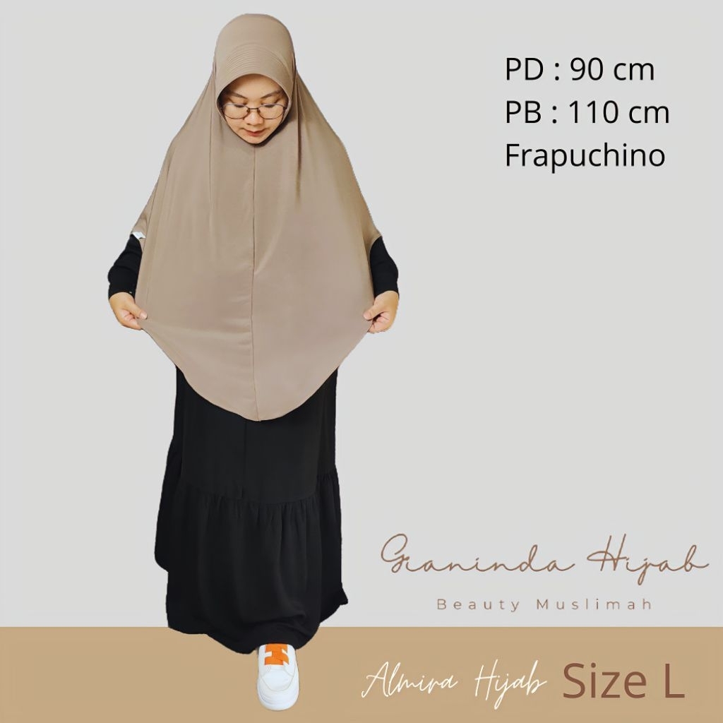 Almira Hijab - Bergo Jumbo Hijab Instan Daily Khimar Size L Bahan Jersey Premium