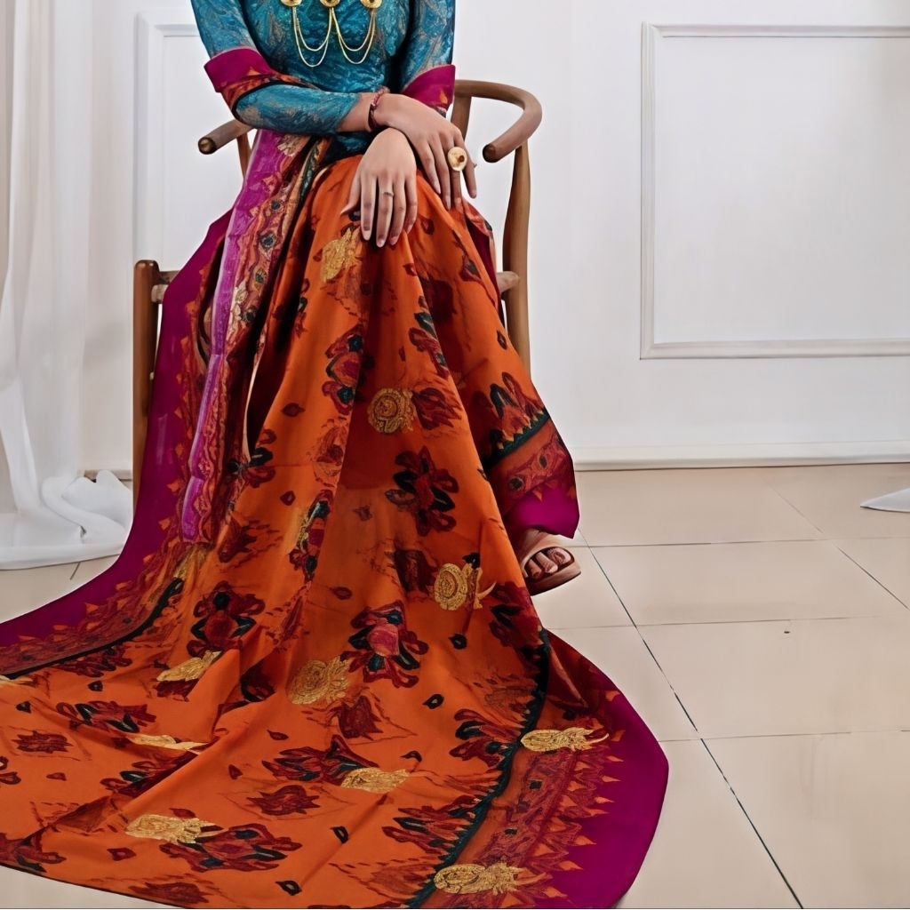 Kamen katun lembaran tretes mawar motif endek mastuli