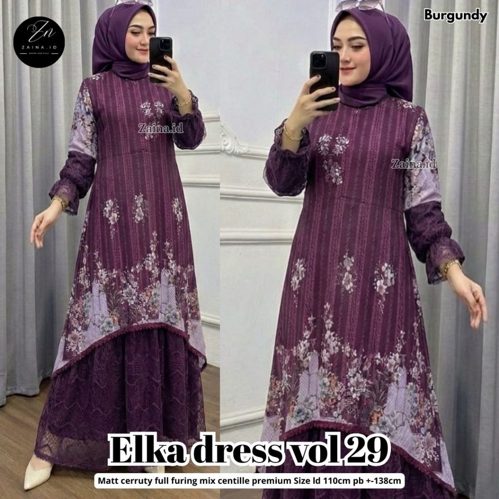 100% ORI elka dress - Minda dress premium by zaina - gamis maxi dress