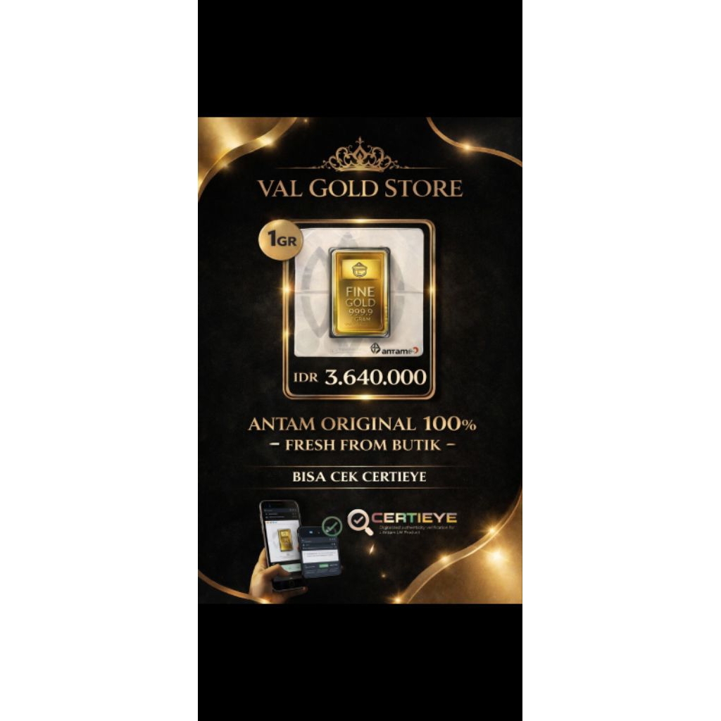 Emas batangan Antam 1gr emas certieye