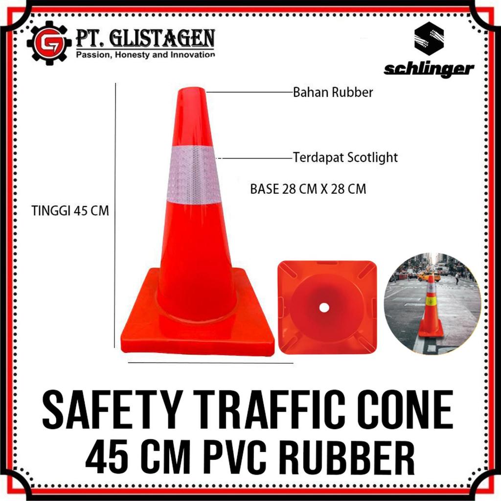 Schlinger Traffic Cone Rubber 45cm Safety Cone Traffic Cone 45 Cm Kerucut Lalu Lintas Krucut Pembata