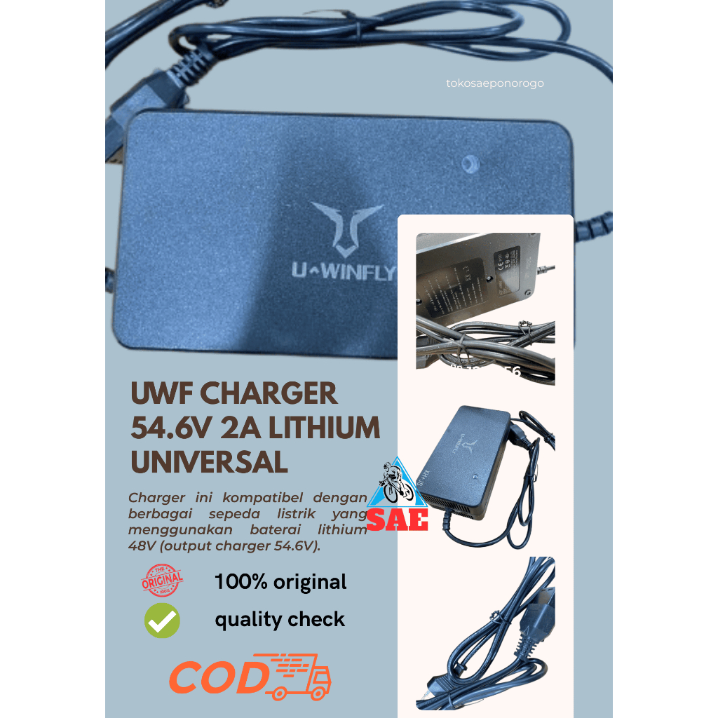 CHARGER UWINFLY 54.6V 2A LITHIUM UNIVERSAL CHARGER SEPEDA LISTRIK