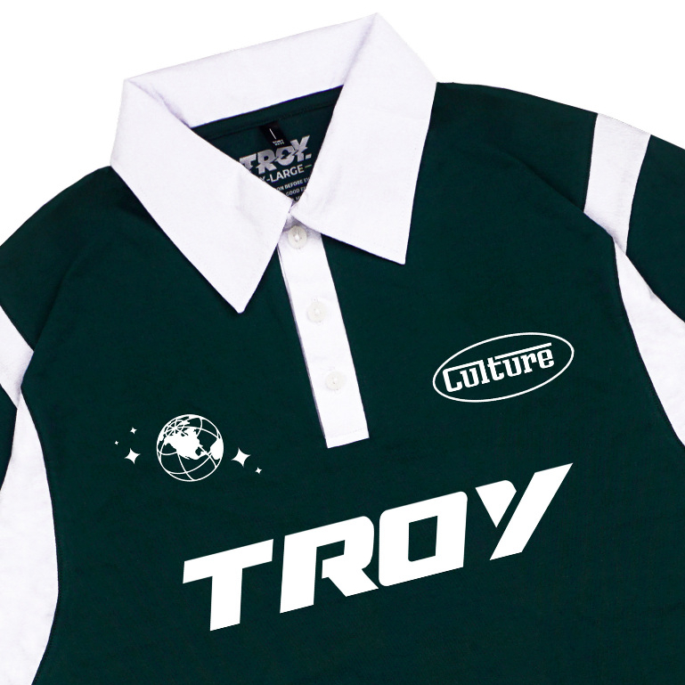 Troy Company Wangky Polo Shirt Green White World Culture - Kaos Polo Wangki Hijau Putih WKD 3127