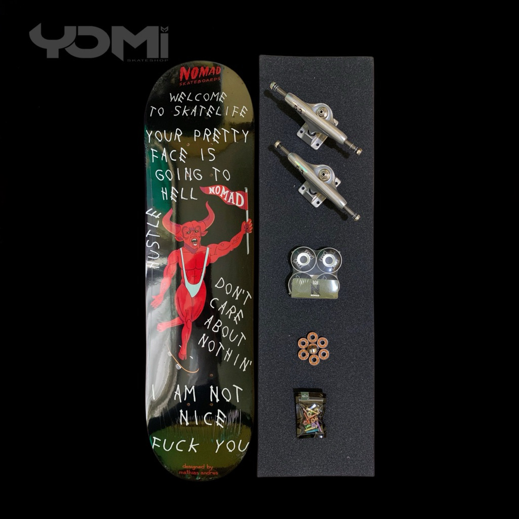 Nomad Skateboard Fullset Darkness ukuran 7.8 | Rekomendasi Skateboard