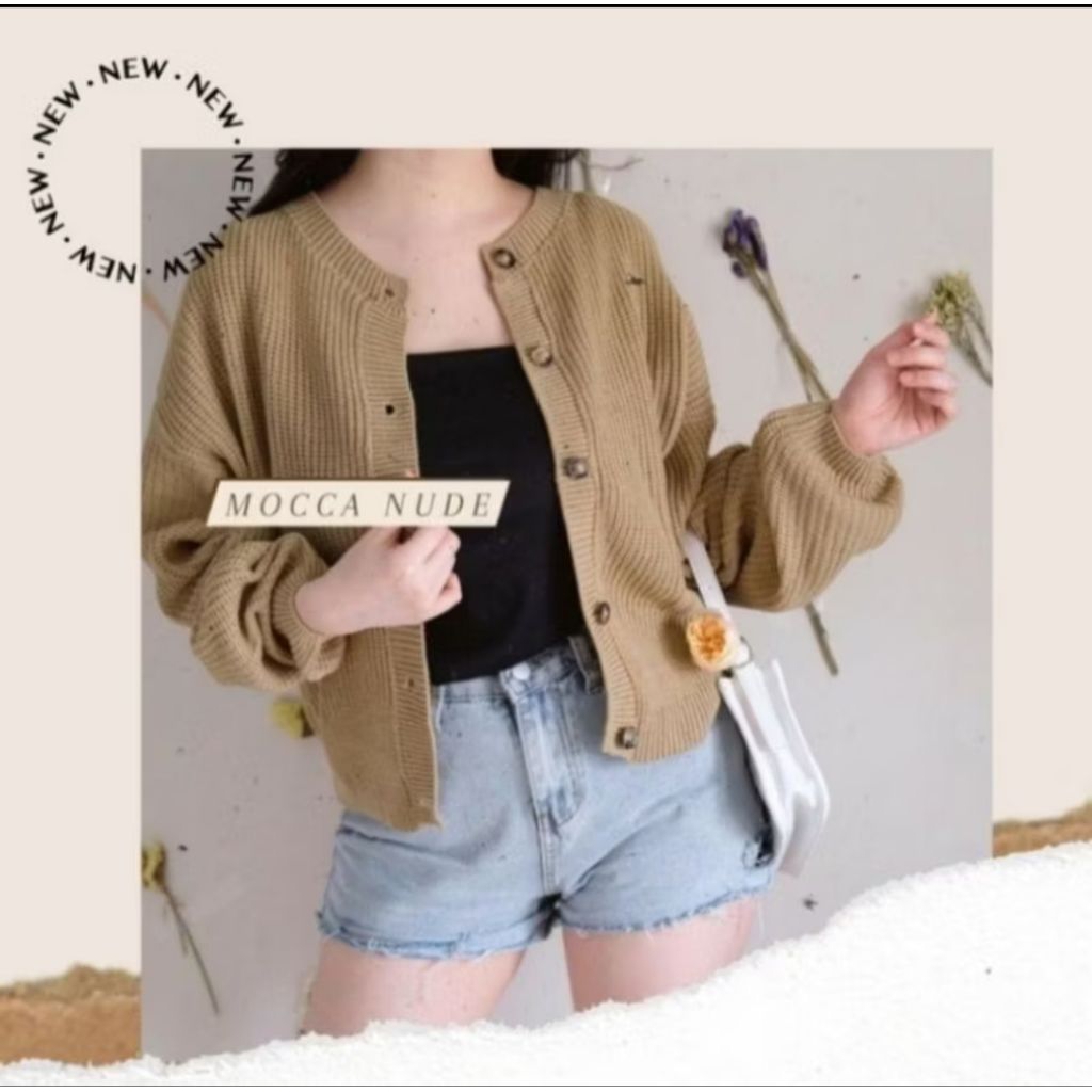 Cardigan rajut premium warna mocca