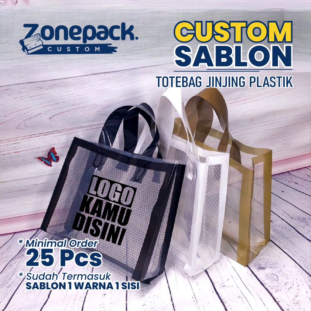 Sablon Totebag Jinjing Plastik | Kantong Plastik | Shopping Bag Handle| Tas Jinjing Plastik Laundry 