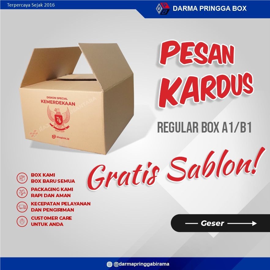 Kardus Packing Custom Size Free Sablon
