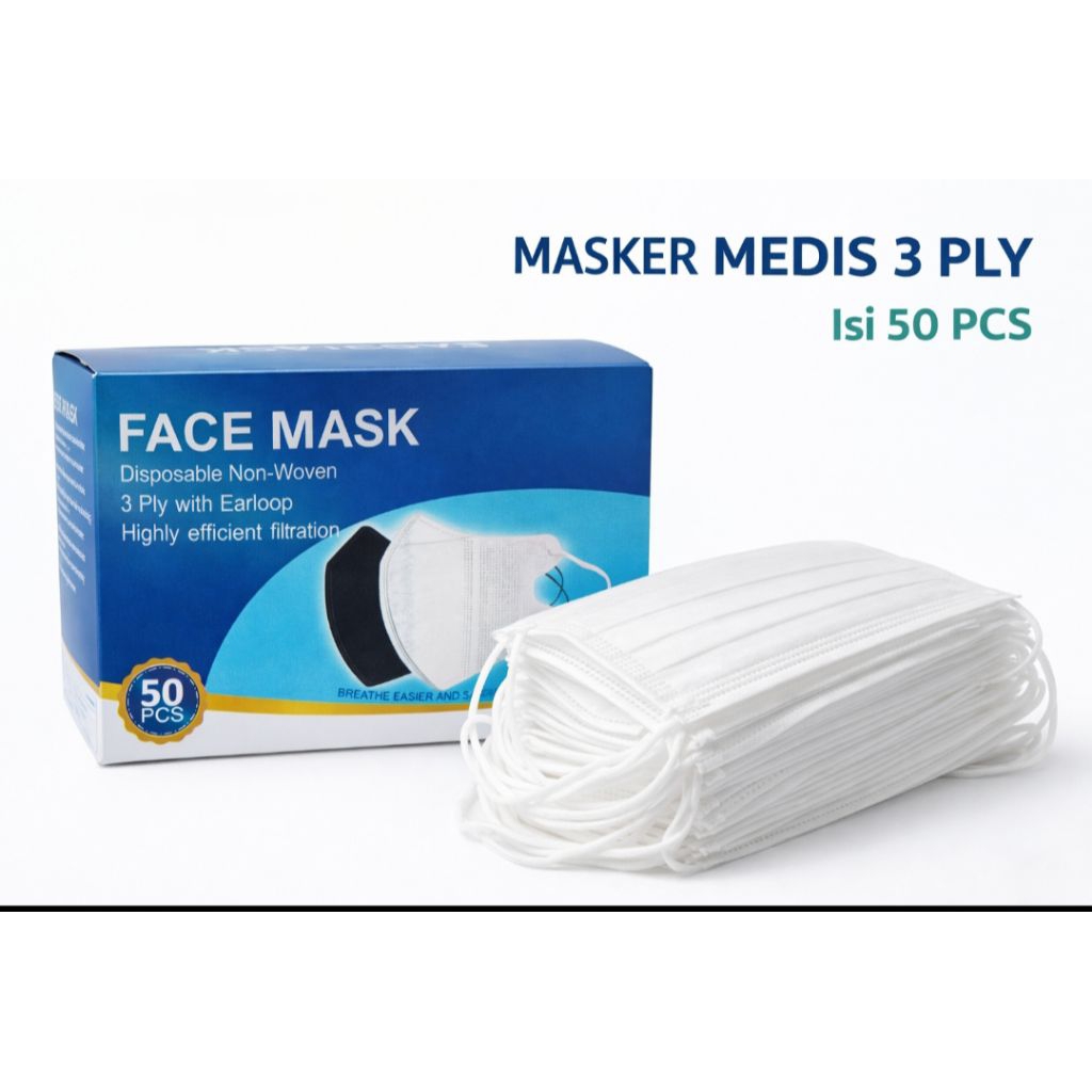 MASKER MEDIS 3 PLY – 1 BOX ISI 50 PCS