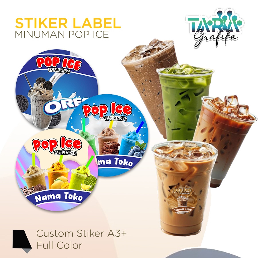 [1HARI JADI] Cetak Stiker Label Minuman Pop Ice / Sticker Cup Minuman / Stiker Kotak Minuman Custom 