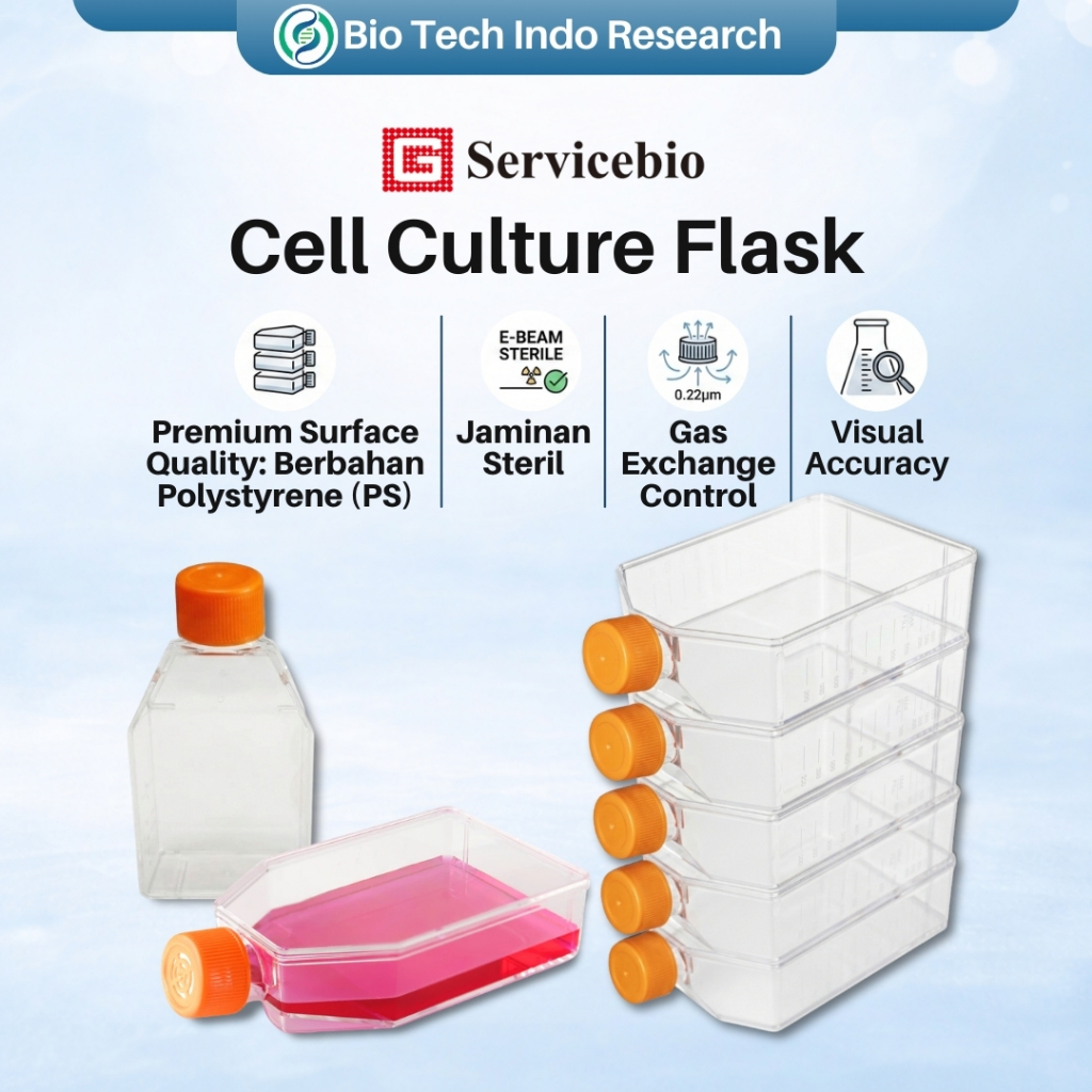 Servicebio Cell Culture Flask TC Treated Steril T25 T75 T175 Sealed Vented Alat Kultur Sel Laborator