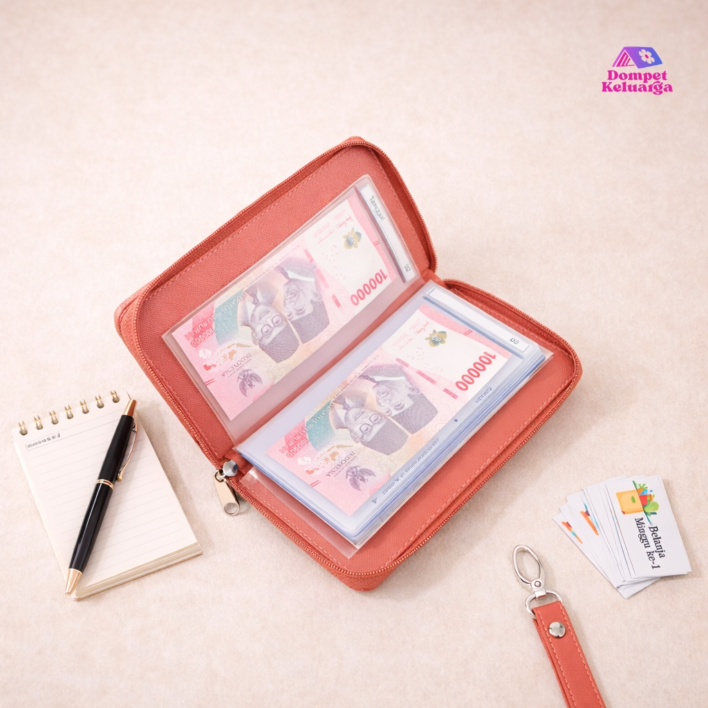 Dompet Keluarga - Dompet Budgeting Pengatur Keuangan Bulanan Keluarga Wallet Organizer Mily - Salmon