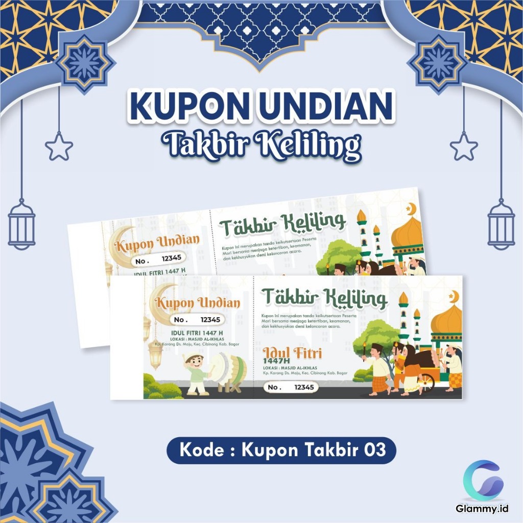 Kupon Undian Takbir Keliling Kupon Doorprize Takbiran Masjid | Kupon Nomor Undian Takbir Idul Fitri