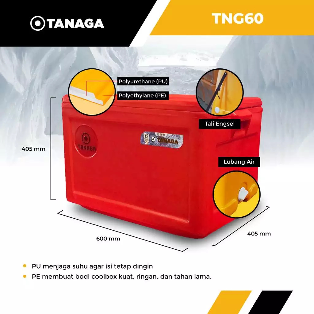 TANAGA Cool Box 60 Liter Cooler Box Kotak Es Ikan Pendingin Tahan Lama