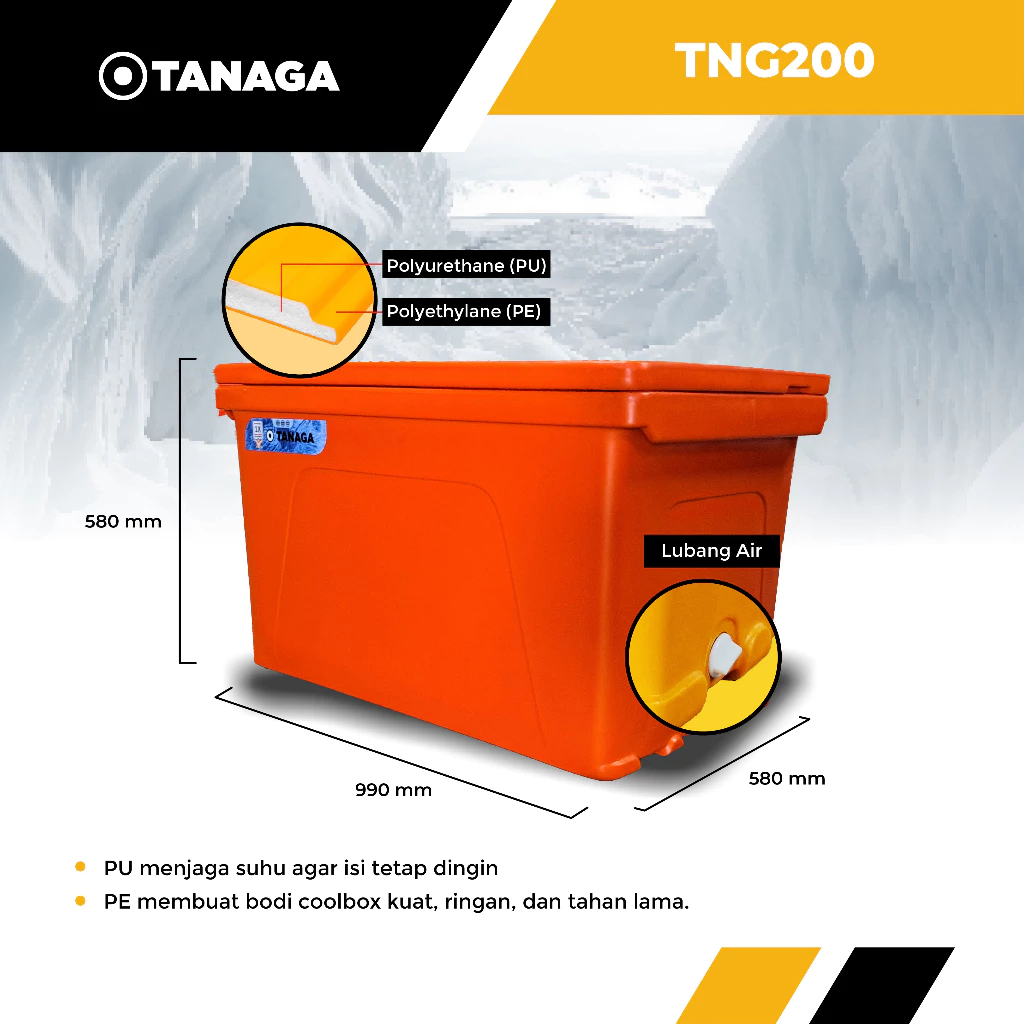 TANAGA Cool Box 200 Liter Cooler Box Kotak Es Ikan Pendingin Tahan Lama