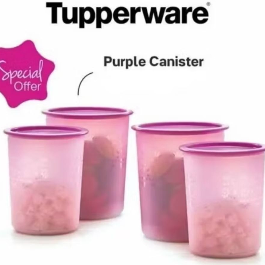 Tupperware Small Mosaic Canister Satuan 1.2L / 1.9L / 2.8L / 4L ungu toples plastik wadah cemilan ku