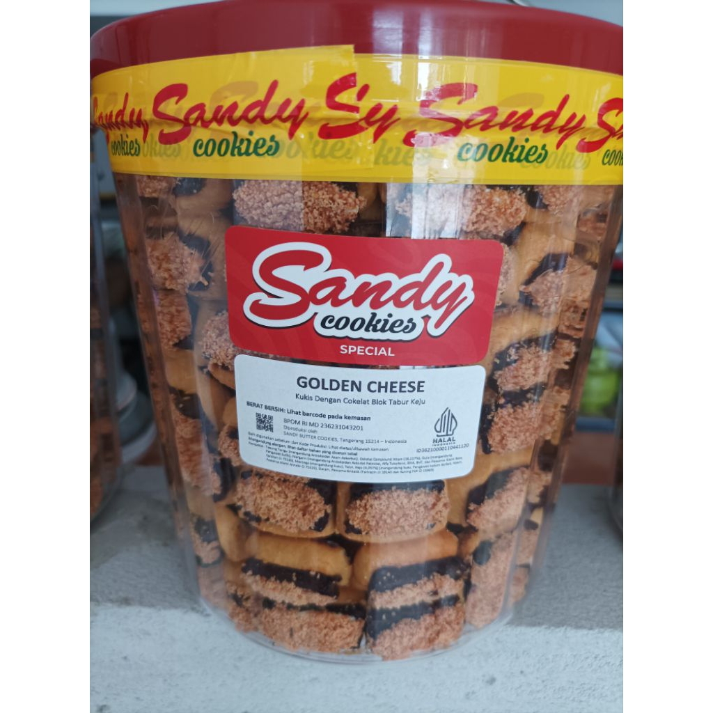Sandy Cookies Golden Cheese Kue Kering Cokelat Keju Toples 1.56 kg