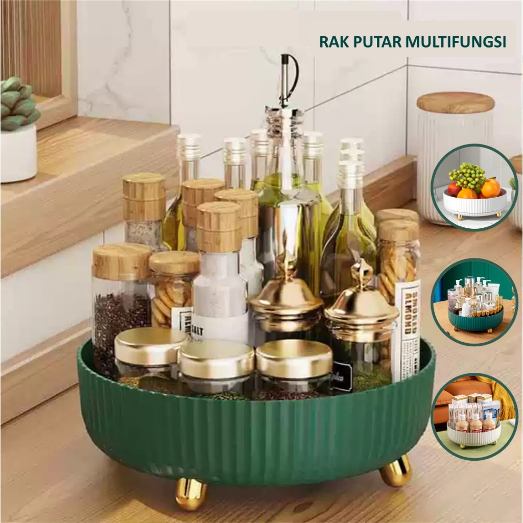 RAK PUTAR PENYIMPANAN SERBAGUNA 360 DERAJAT / RAK PUTAR BUAH / RAK PUTAR BUMBU / RAK PUTAR MINUMAN /