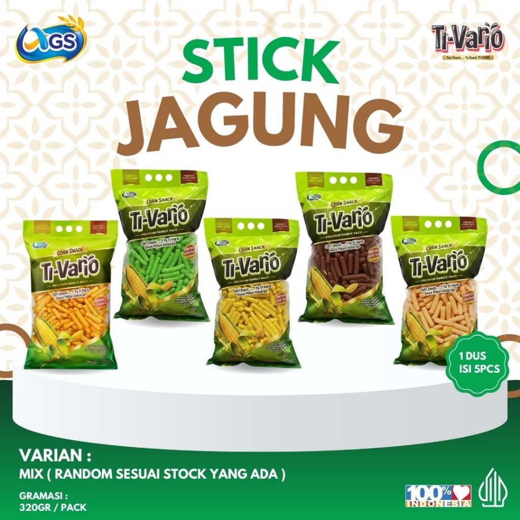 TI-VARIO STIK JAGUNG ISI 5 & ISI 3 - Premium - Viral - Cemilan - Jagung - Cemilan Anak -Snack Murah