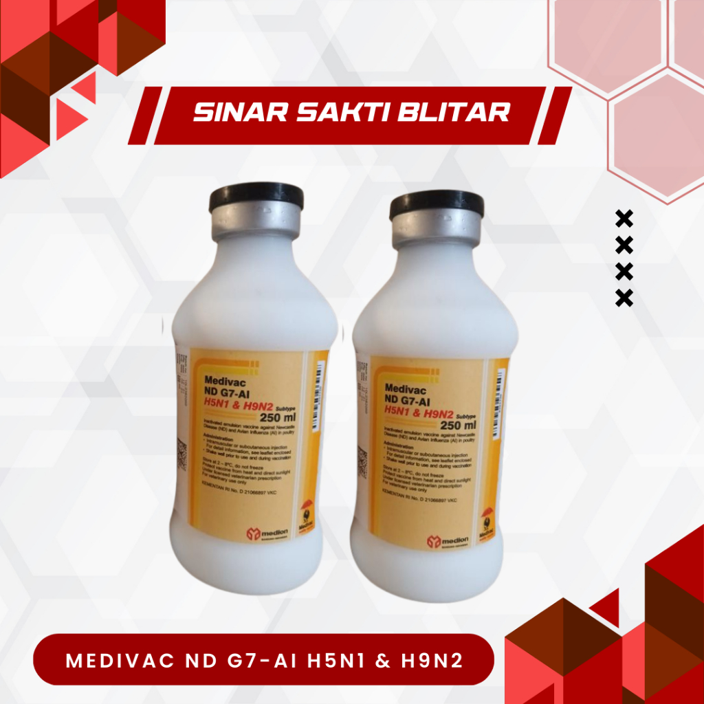 Vaksin Medivac ND G7 AI T H5N1 & H9N2 New Formula Netto 250 ml Dosis 500 Ekor Vaksin Ayam Mencegah T