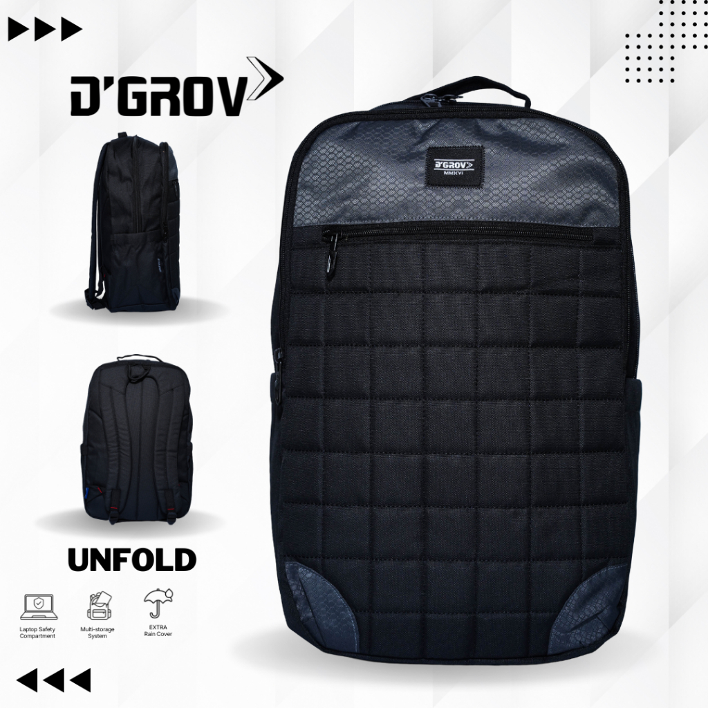 D'GROV UNFOLD 7234 Backpack Pria Tas Laptop 14 Inch Tas Kerja Sekolah Bahan Cordura Rain Cover Origi