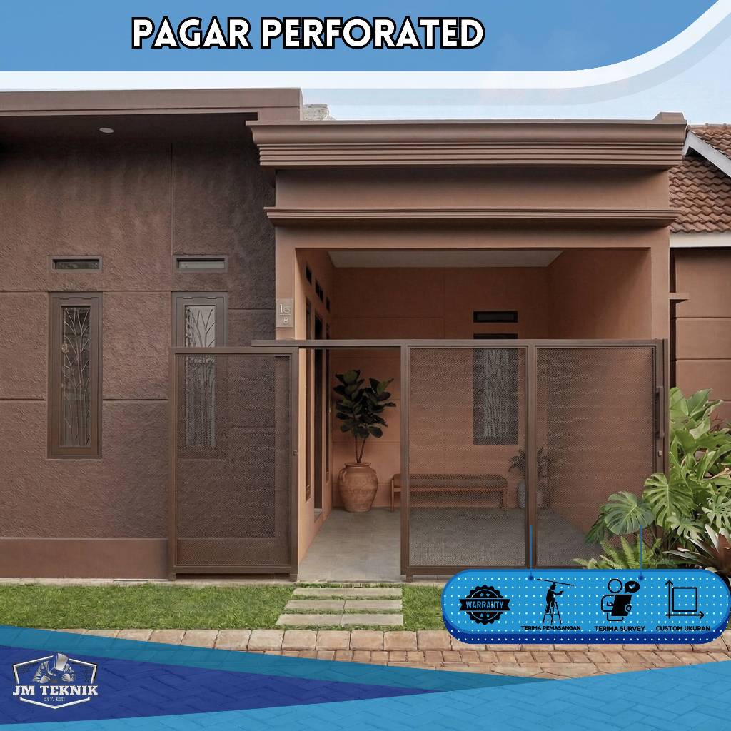 PAGAR PLAT JARING PERFORATED PINTU GERBANG PLAT JARING EXPANDA METAL PAGAR RUMAH GERBANG JARING