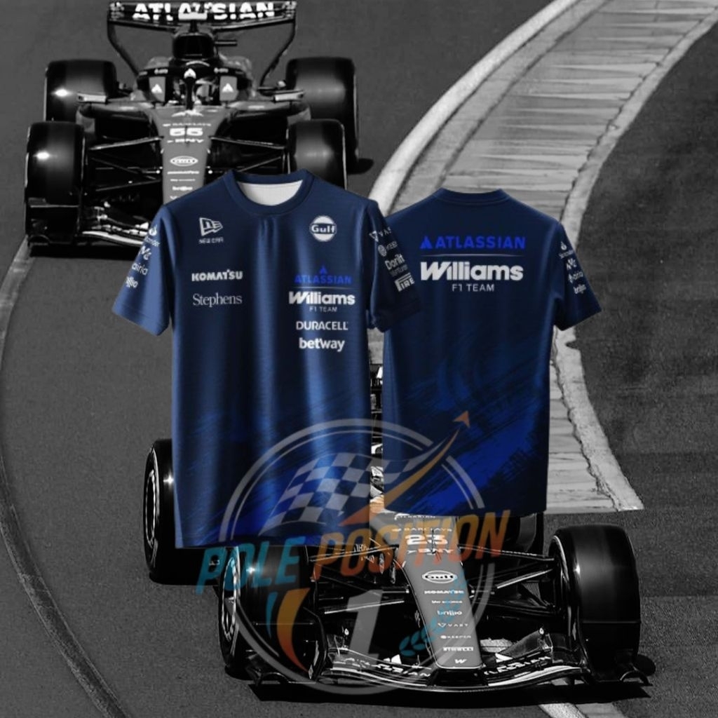 PROSES KILAT Jersey F1 Williams Racing 2026 Crew Navy Fullprint Lengan Pendek