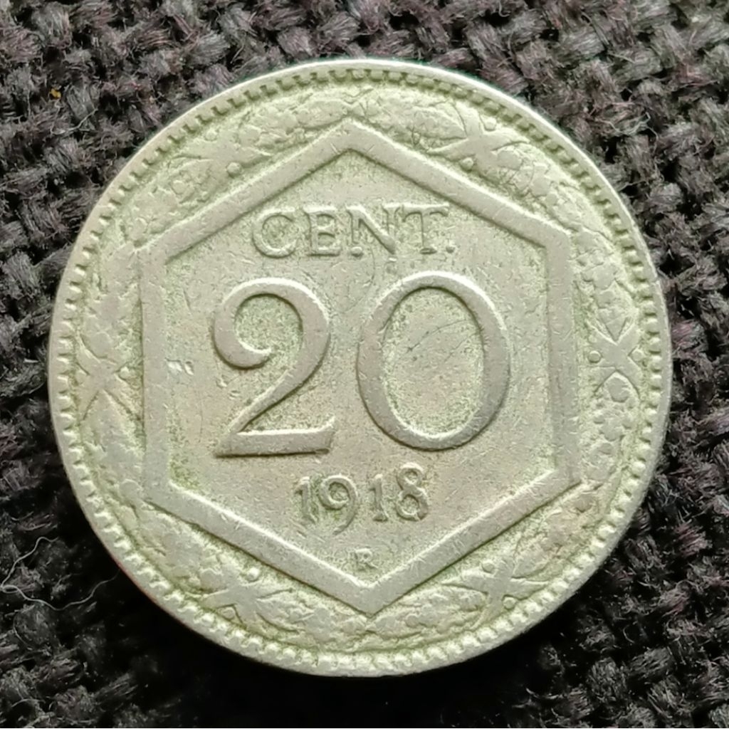 Koin Kuno Italia 20 Centimes tahun 1918