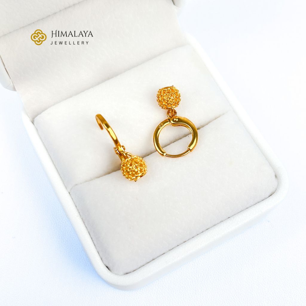 Anting Desi Motif Bola Keranjang Polos Bahan﻿ Tembaga Lapis Emas Hongkong Himalaya Jewellery