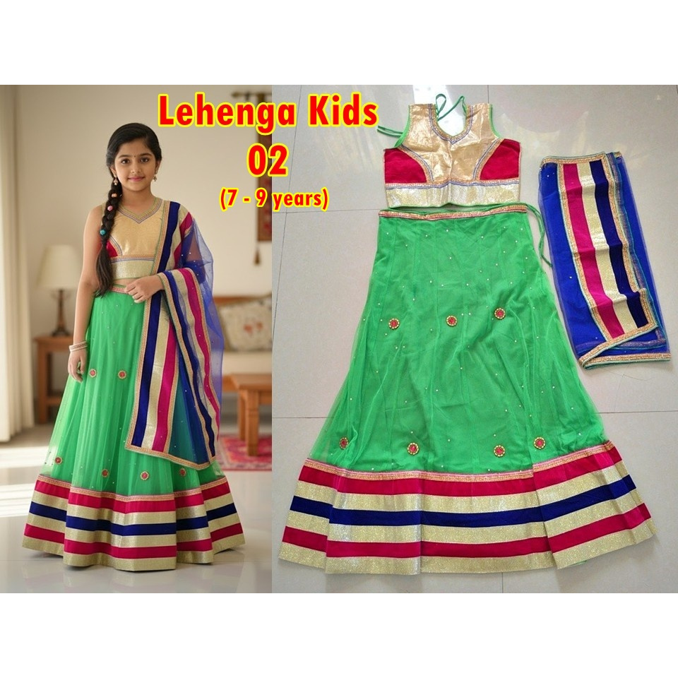 (MIXCOLOR) Lehenga Kids Umur 7,8,9 Tahun / Baju India Anak Perempuan