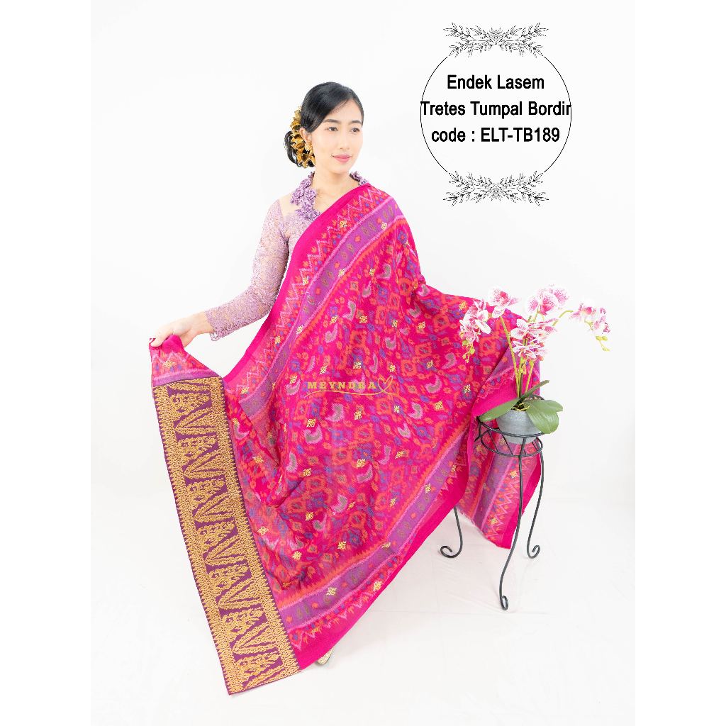 MEYNDRA BUSANA-- Endek Tenun Lasem Bordir Tumpal Selendang Pledoan/ Endek Semi Mastuli Bordir Tumpal