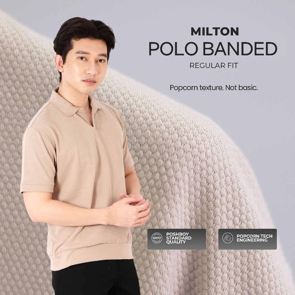 POSHBOY Polo Shirt Banded Milton - Polo Shirt Pria Lengan Pendek Kaos Berkerah Pria