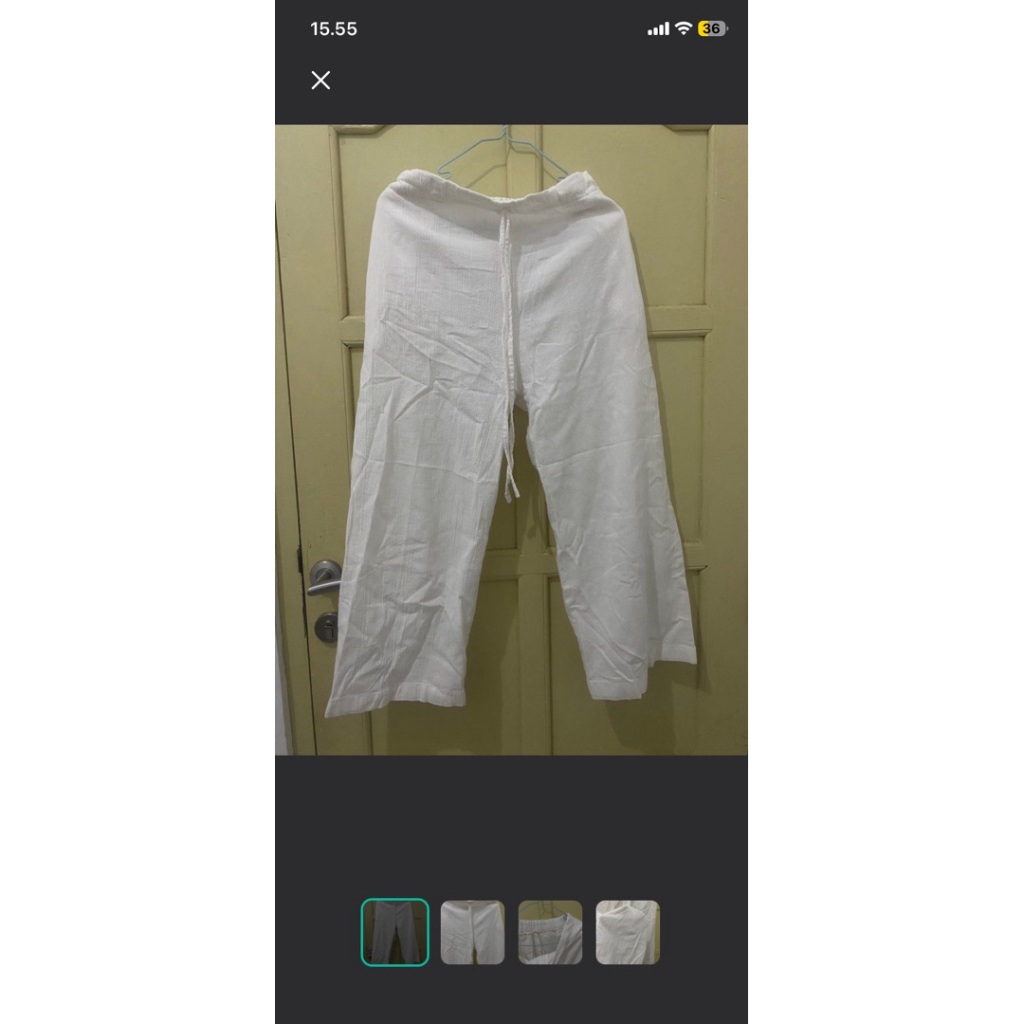 [PRELOVED] Celana Kulot Linen Crinkle Putih NERAWANG
