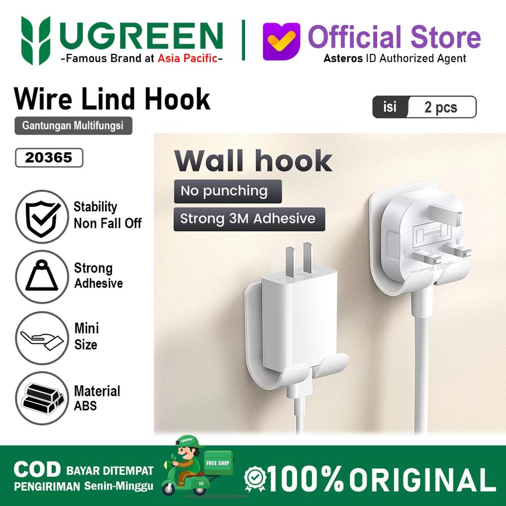 UGREEN 20365 Wire Lind Hook Wall Hook 3M Strong Adhesive Stability Non Fall Off Mini & Compact Size 