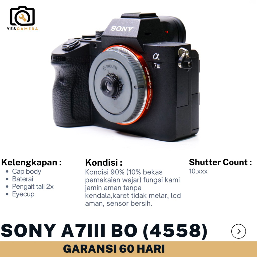 Sony A7III BO (Bekas) - 24.2MP, Touchsreen, 4K UHD - Fullset Box(0877)