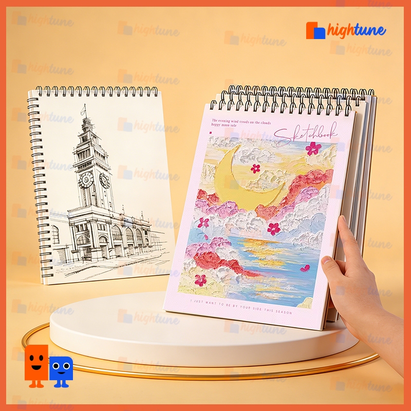 Hightune Sketchbook A4 Spiral 45 Lembar|Buku Gambar Aesthetic untuk Melukis & Sketsa- Kertas Tebal