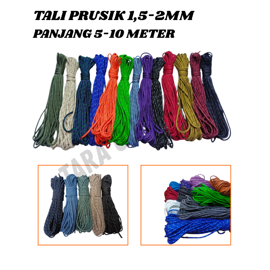 Tali Prusik Motif Bintik Tali Prusik 1,5mm 2mm Gelang Gunung panjang 5 meter 10 meter