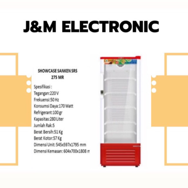 SANKEN showcase 5 rak sanken SRS 275 MR 280 Liter showcase sanken 5 rak SRS 275