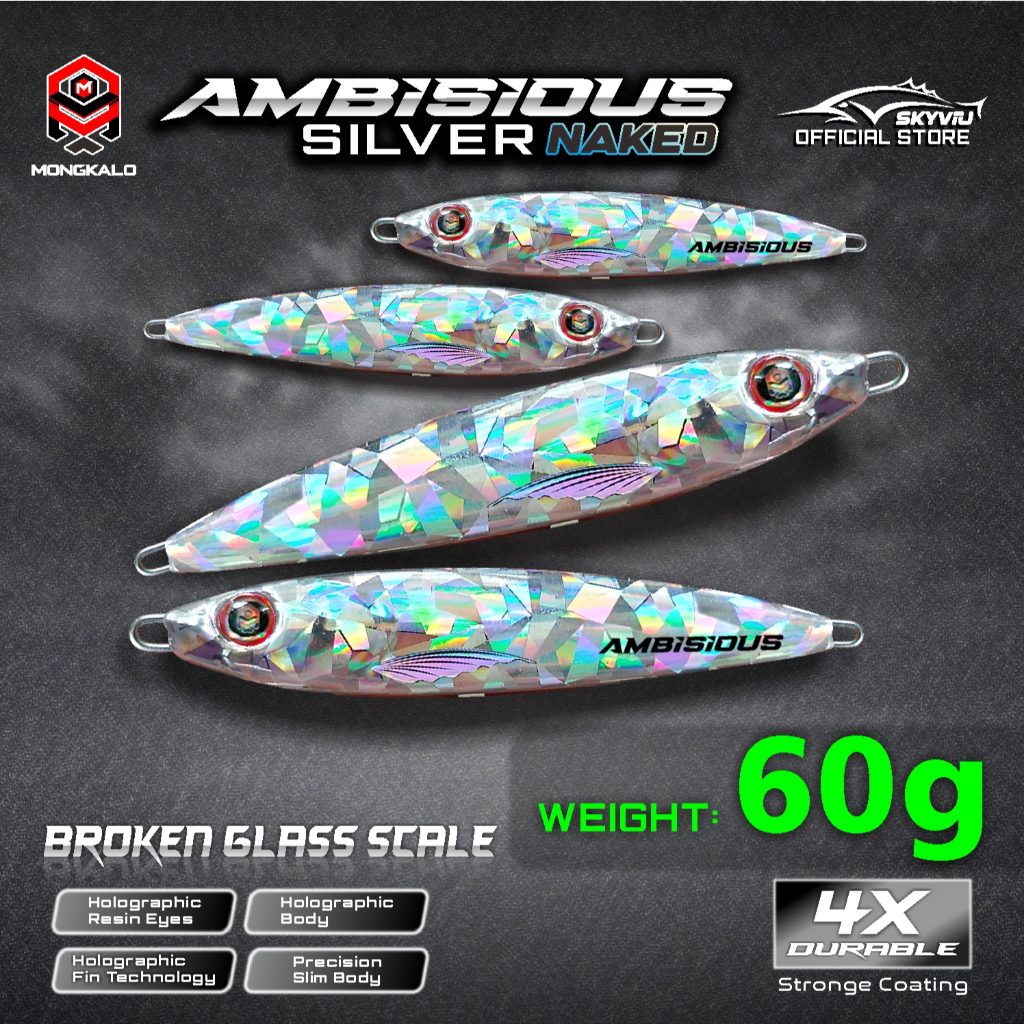 Metal Jig 60 Gram Mongkalo AMBISIOUS 60g Hologram Naked Umpan Pancing 60gr Killer Umpan Metaljig 60 