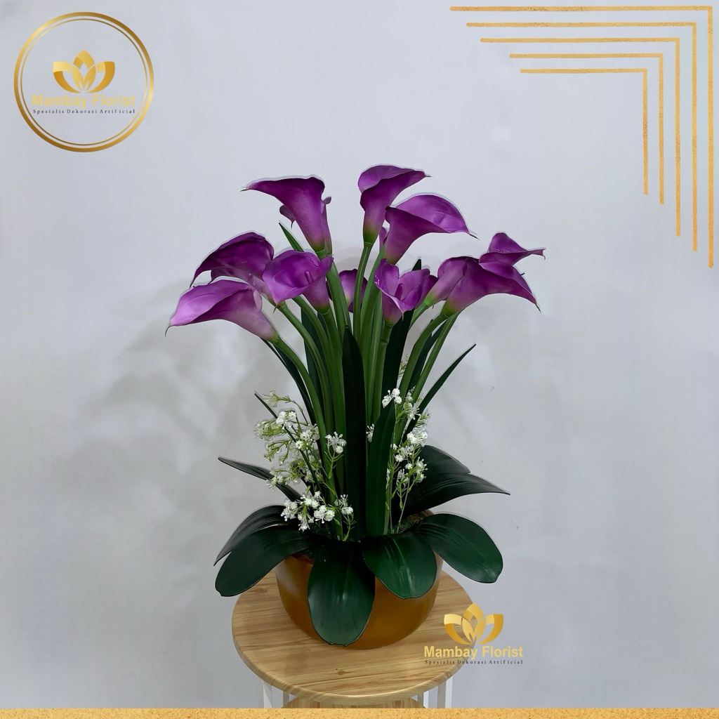 Rangkaian Bunga Lily Latex Artificial Premium Hiasan Bunga Meja