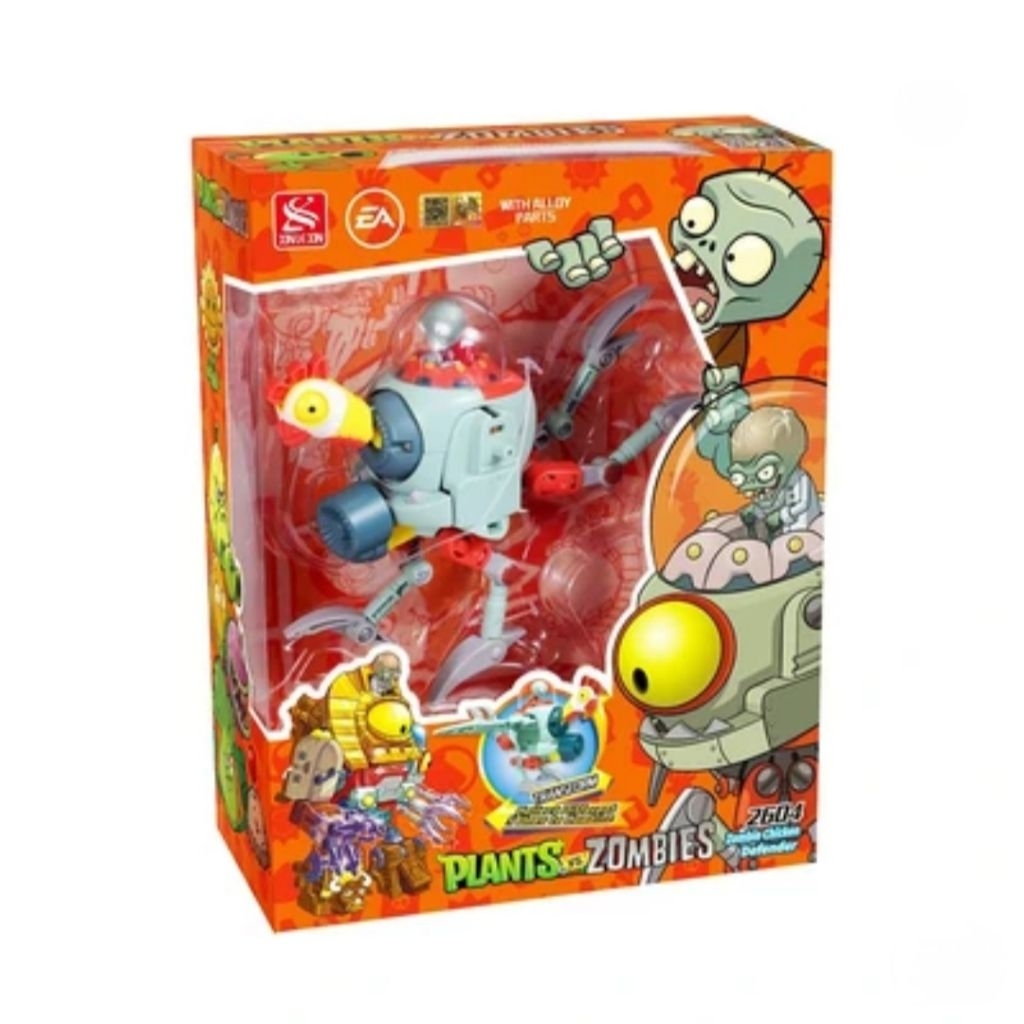 CRUZER PLANTS VS ZOMBIES ROBOT ZOMBIE CHICKEN DEFENDER 5IN1 MAINAN ROBOT TRANSFORM MAINAN ROBOT ANAK