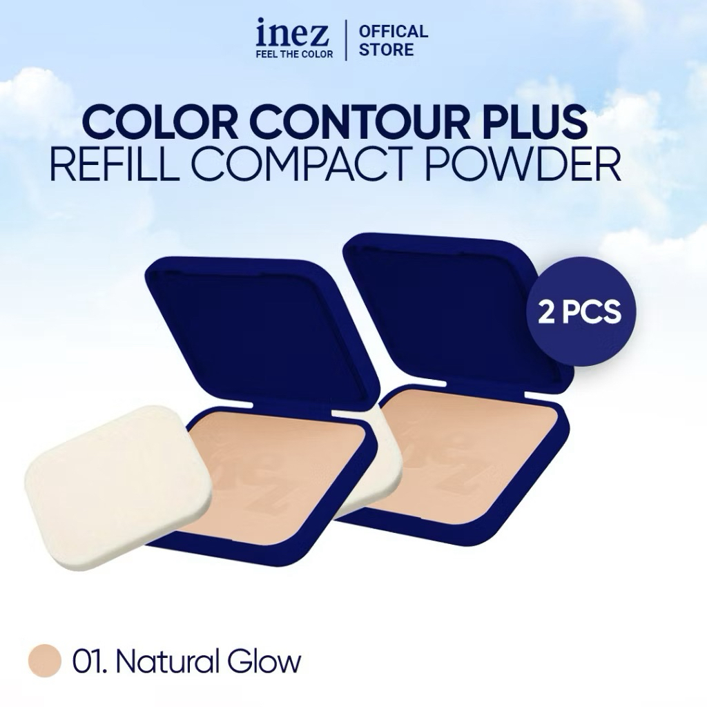 Inez Refil Bedak Compact Bundling / Bedak Padat Viral Glowing ORIGINAL