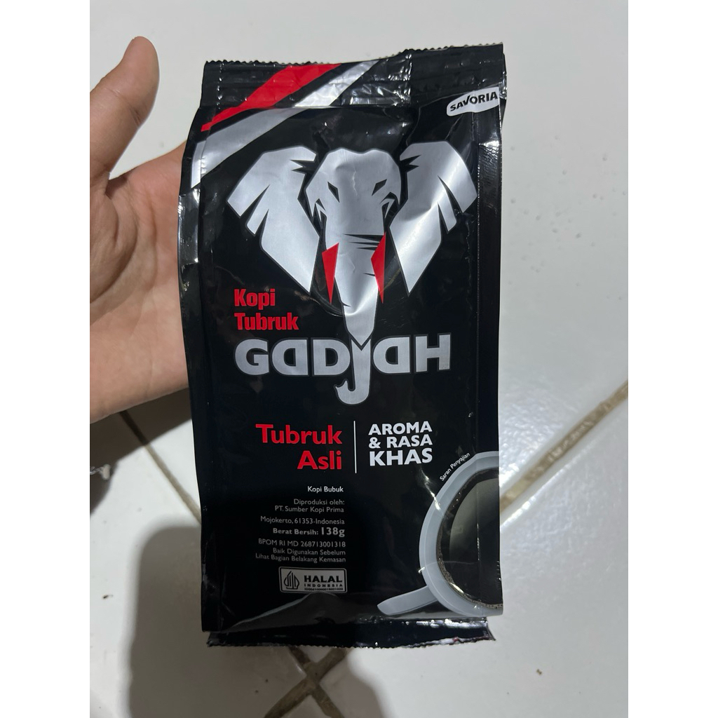 Kopi Tubruk Gajah 138g- Kopi Bubuk Tubruk Asli, Sertifikasi Halal, Desain Kemasan Unik