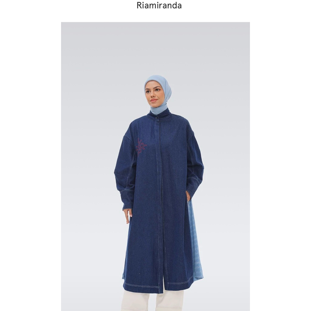preloved Ria mira*da theo coat denim dress/gamis ria miranda